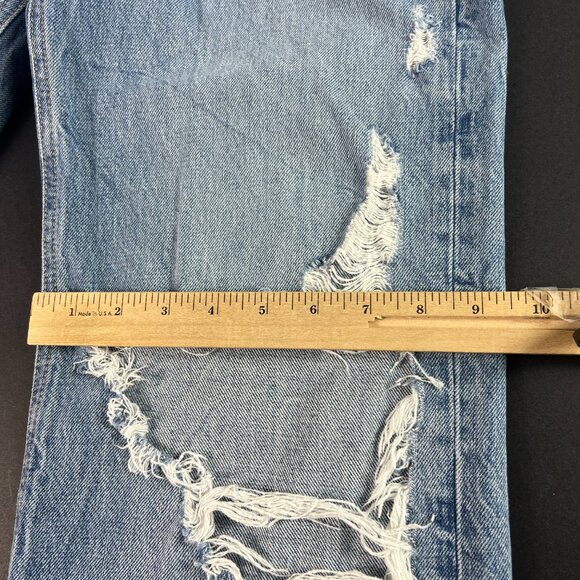 Zara Jeans Women's 26x30* High Rise Wide Leg Blue Distressed Raw Hem Denim Tag 4 - Picture 13 of 16